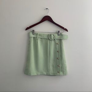Mint Green Mini A-Line Skirt w Belt Medium